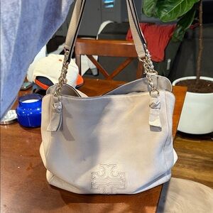 Tory Burch Cream Leather Shoulder hobo Bag